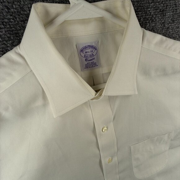 Brooks Brothers Ivory Classic Fit 16.5 33 Non Iron Cotton Button Up Supima Men - Picture 7 of 16